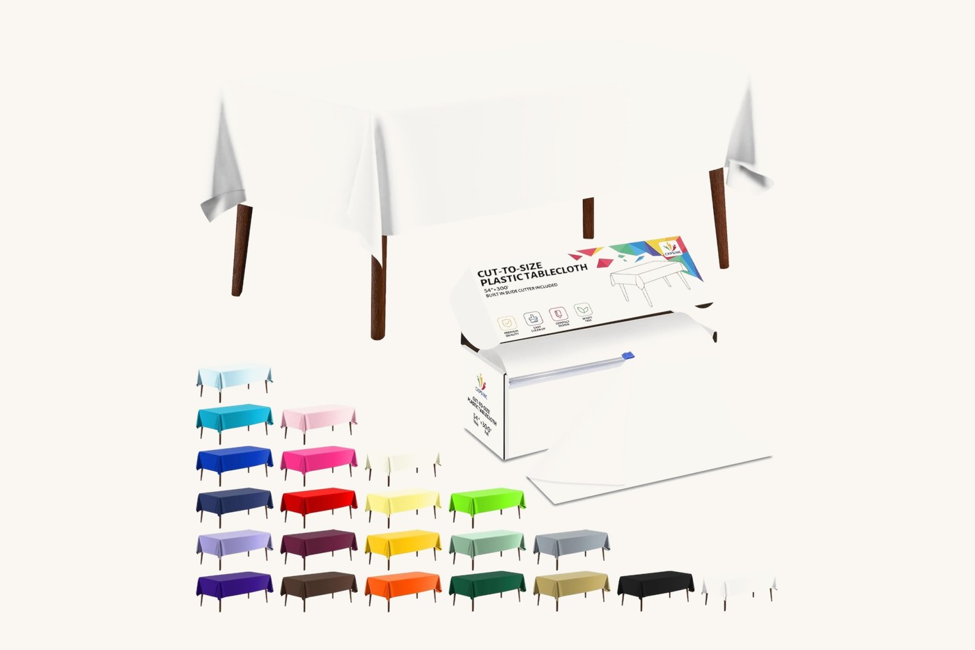 CXPSINC table cover roll with cutter box and colour range